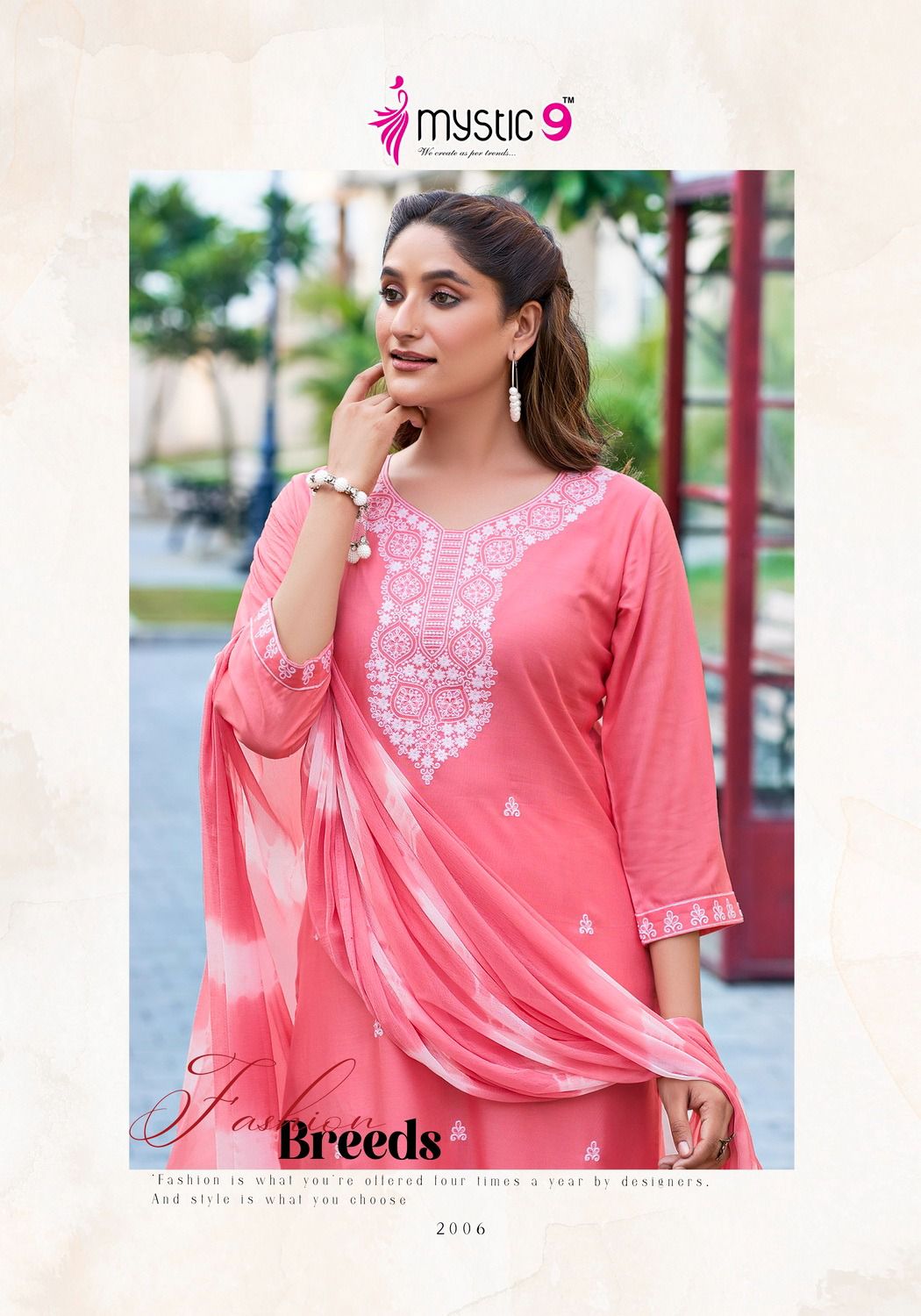 Karachi Vol 2 By Mystic 9 Rayon Embroidery Kurti With Bottom Dupatta Wholesalers In India
